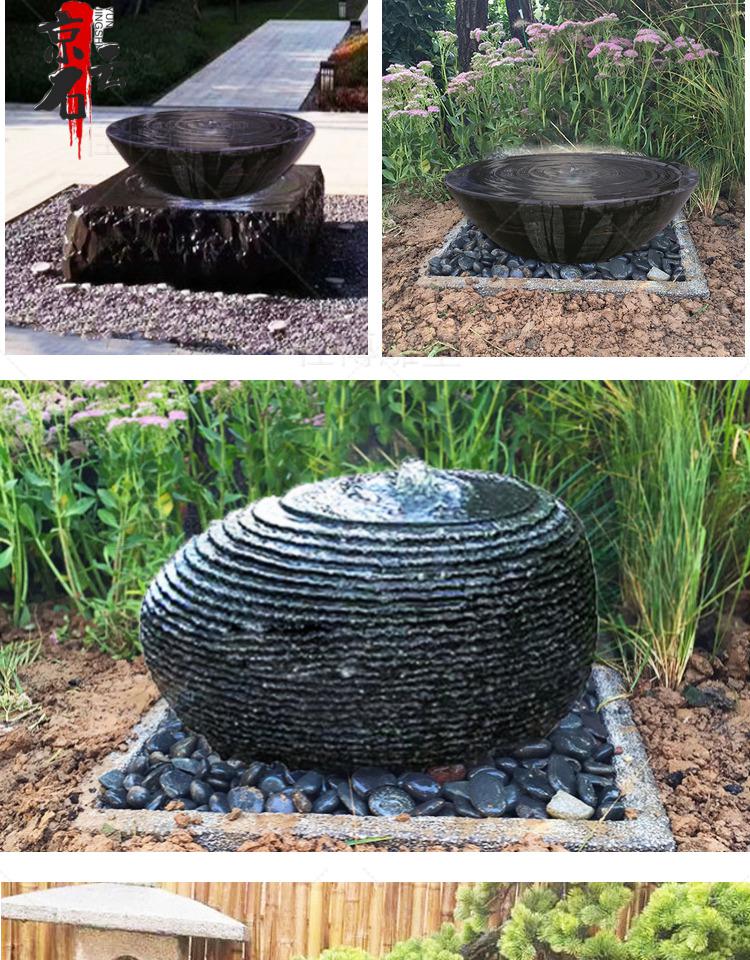 京石云石雕流水钵庭院喷水涌泉装饰户外公园园林日式造景鱼水池落地