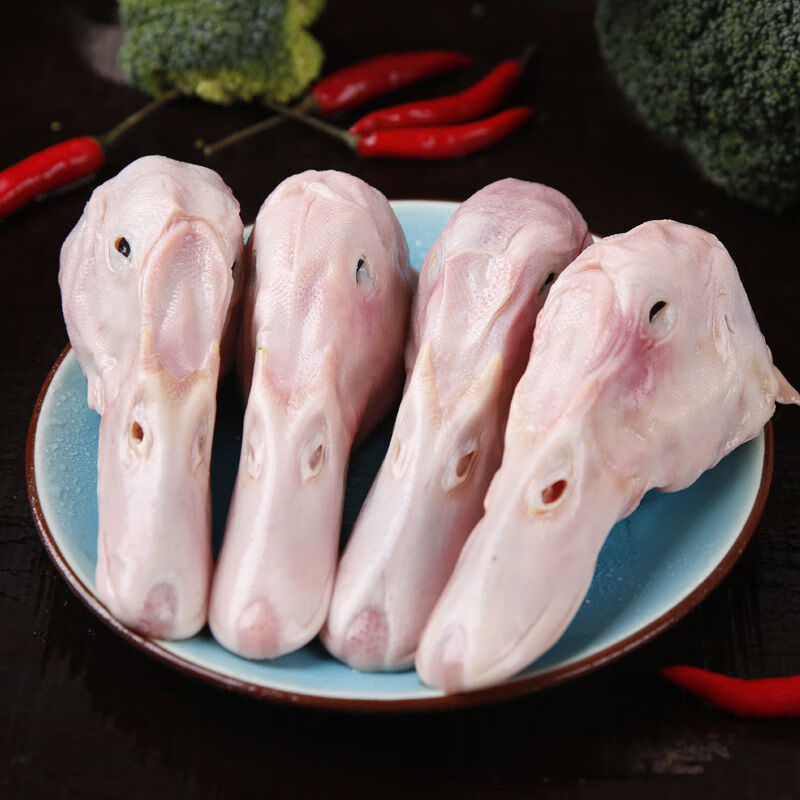 生鲜鸭头冷冻新鲜生鸭头麻辣卤味食材精切生大鸭头鸭头2斤装