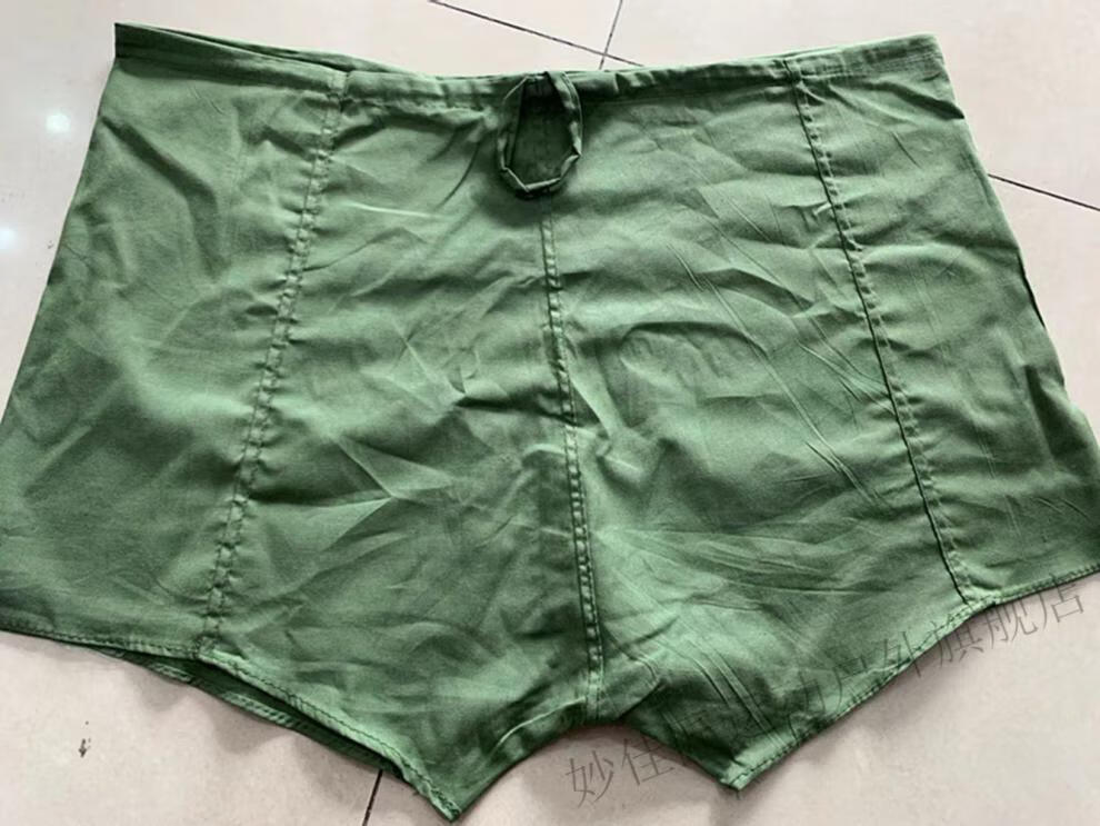 2022棉八一布内裤男军绿高腰裤衩平角裤四角裤头宽松抽绳军绿色纯棉