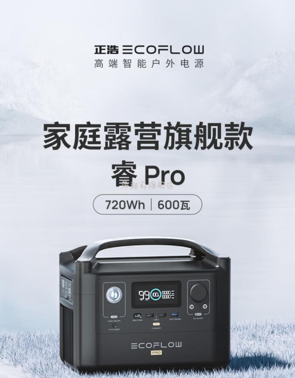 ecoflow正浩户外移动220v便携 储备露营家用停电备用电源应急电池 睿