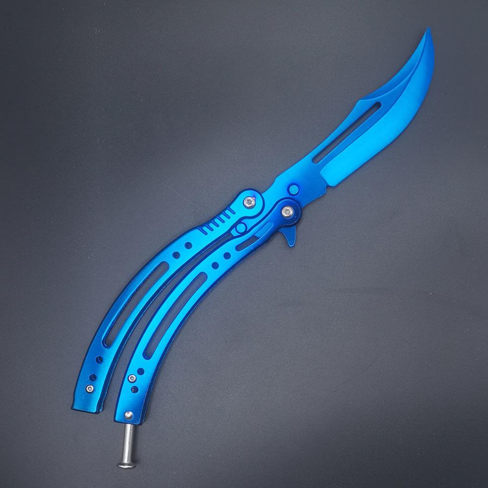 cs同款弯刀 csgo不开刃cs玩具帅气练习高颜值折叠刀军工csgo刀蝴蝶