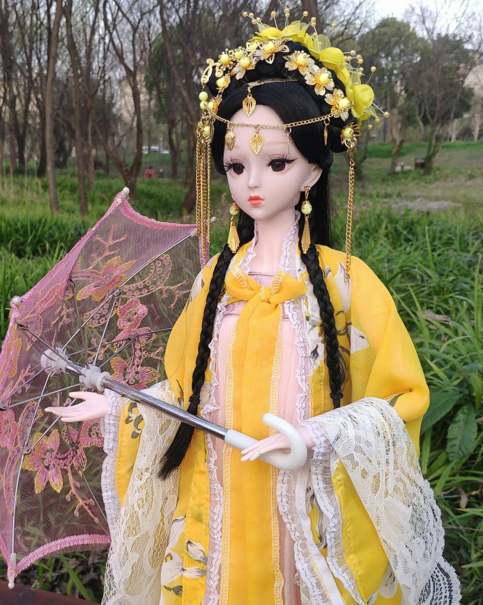 执爱芭比娃娃大号汉服 古装风汉服手工60厘米洋芭比娃娃公主大号全套