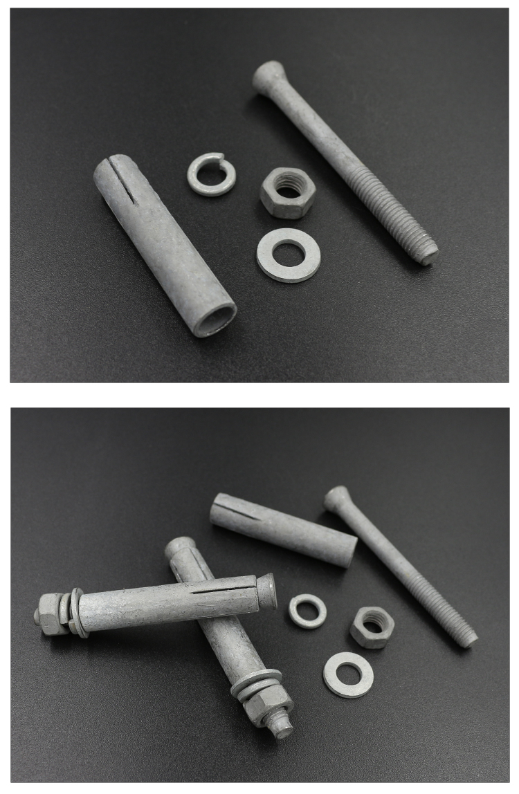 热镀锌膨胀螺丝钉热浸锌铁膨胀螺栓国标长拉爆螺栓爆炸丝m8m10 达克罗