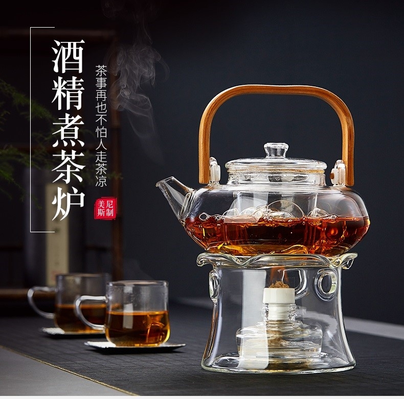 一屋窑煮茶壶无趣公社酒精炉煮茶壶家用玻璃保温加热底座酒精灯户外煮