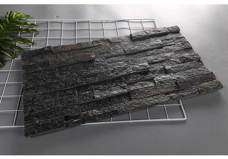 坚悦 复古摩登凹凸黑色石材天然文化石文化砖电视餐厅背景墙砖门头