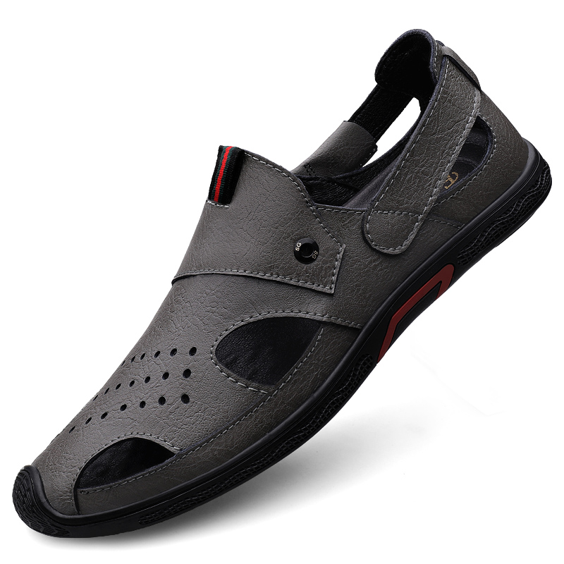 卡帝乐鳄鱼cartelo2022夏季新品沙滩男鞋凉鞋外穿真皮时休闲皮凉洞洞