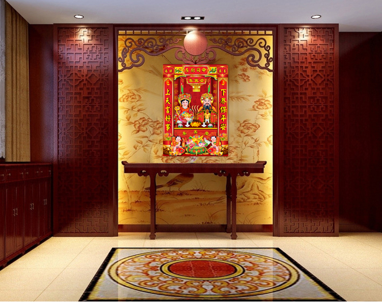 灶王爷神像灶王爷灶神像厨房供奉灶君神像3d灶公灶婆像贴纸画像贴画