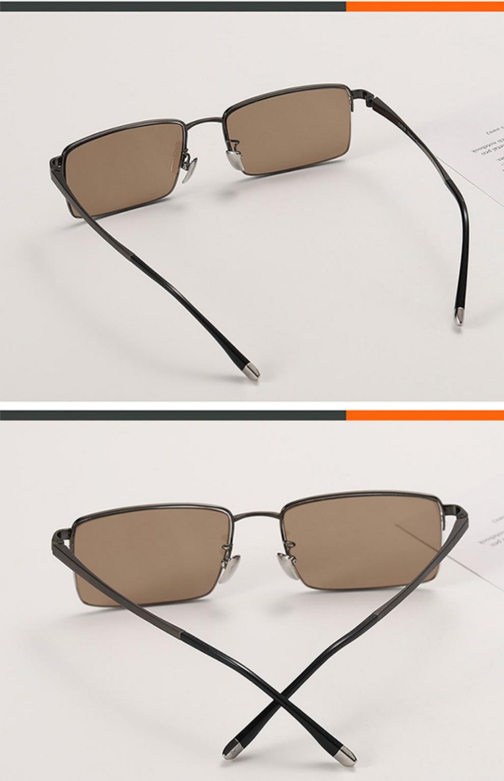 纯钛架天然水晶石眼镜男茶色太阳镜墨镜石头镜半框茶晶眼镜浅茶色镜片