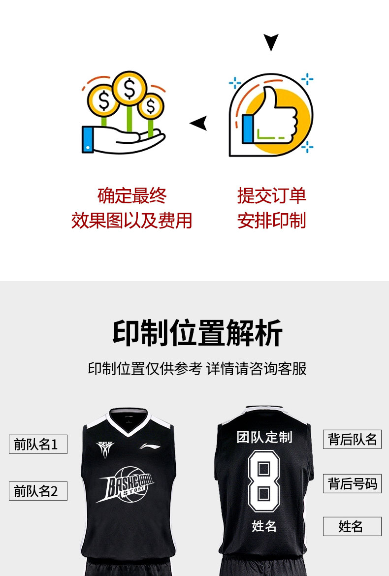 李宁篮球服套装男diy印字印号码定制速干透气篮球运动服男士比赛球衣