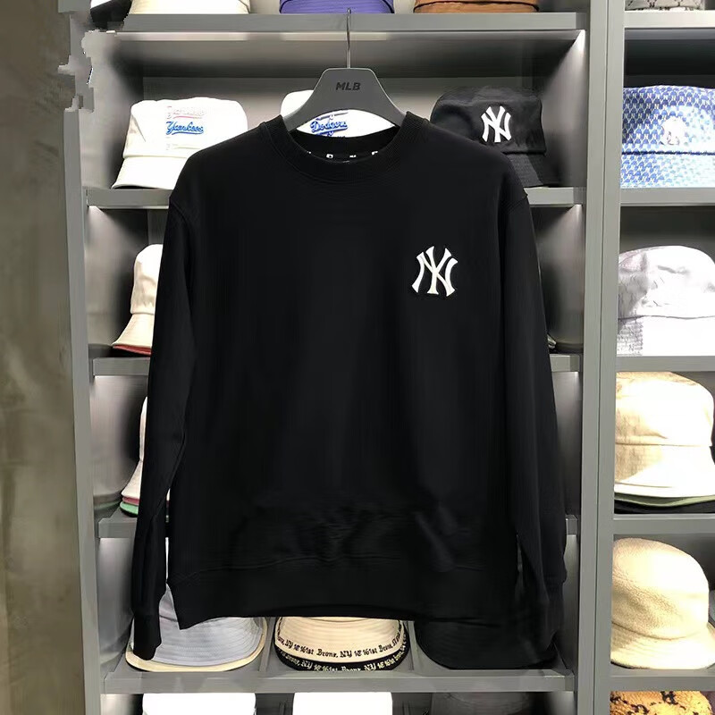 艾莱克优ny卫衣yn衣服男女同款高品质腰果花大标涂鸦情侣圆领 黑色 s