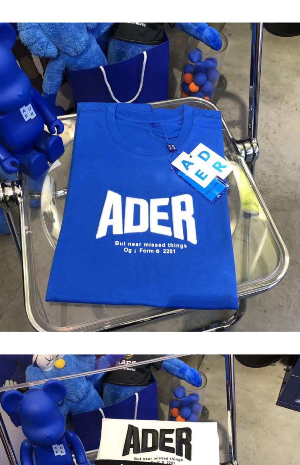 韩国潮牌ader小众潮牌韩版男女宽松情侣休闲刺绣字母圆领短袖t恤潮