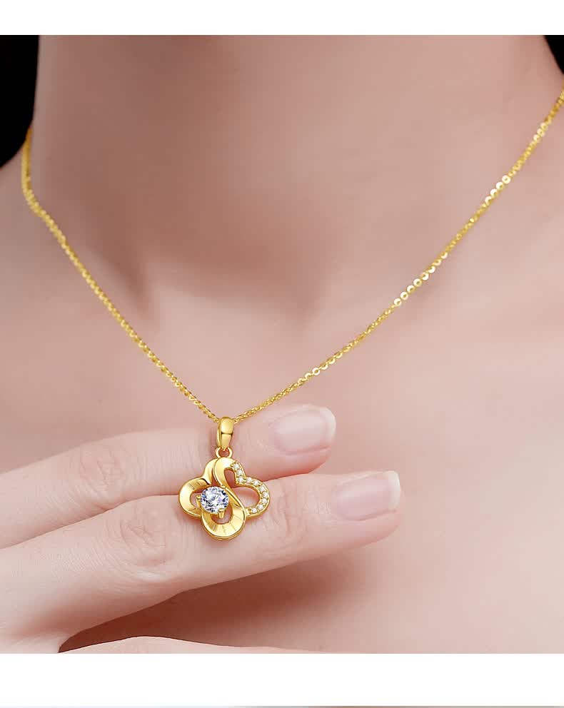 黄金项链999足金女吊坠新款送女友生日情人节礼物 足金吊坠 足金o型链