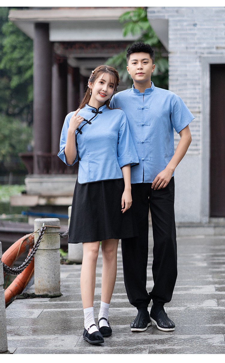 伊必圣民国学生装女五四青年装风女装中山装班服舞台表演合唱服装全棉