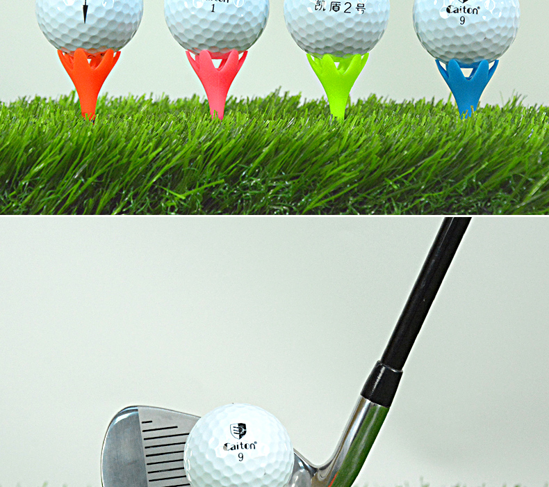 caiton凯盾旋转限位高尔夫球tee 可调节高度球钉花瓣型耐打球拖 绿色