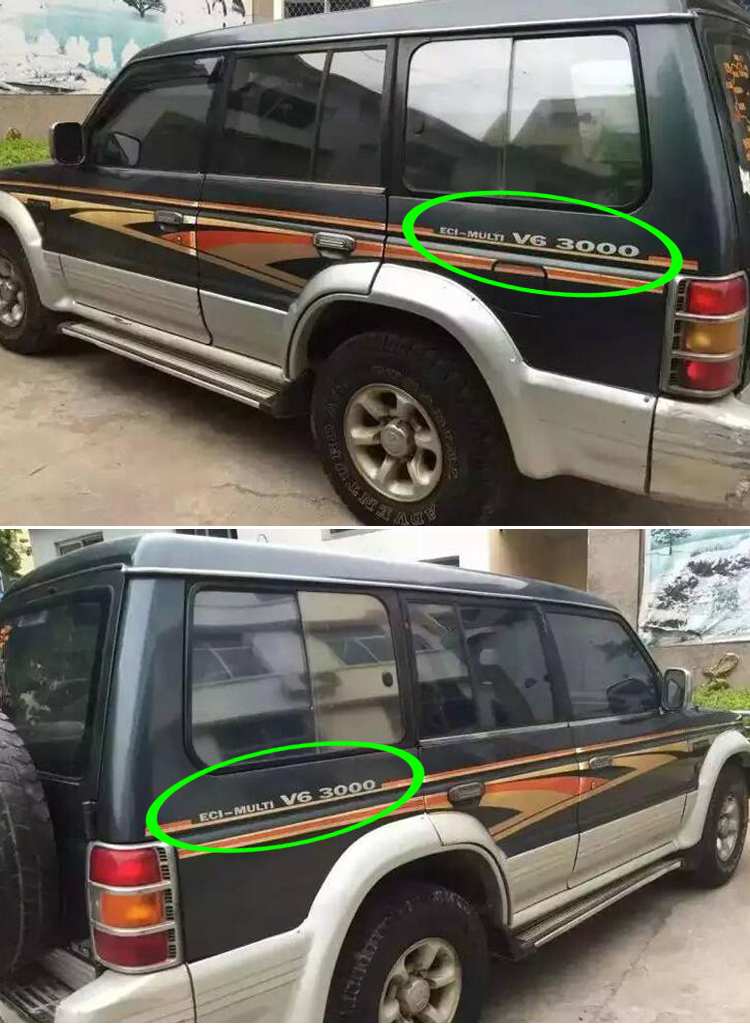 维诺亚适用于三菱v31立标v6中网标前挡贴纸车身彩条拉花侧标叶子板标