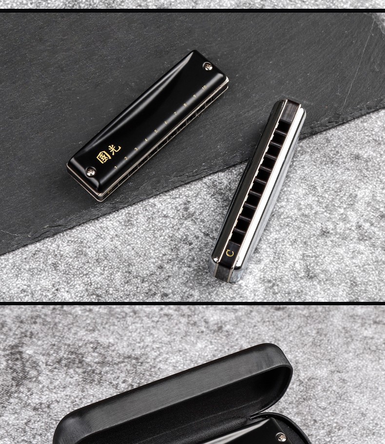 国光迷你口琴成人儿童初学者学生入门c调10孔口琴口袋小口琴 亮面10孔