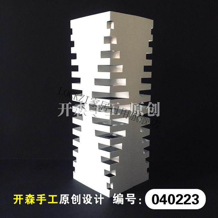 立体构成材料 卡纸柱体立体构成作品 长方体浮雕镂空纸雕 成品作业