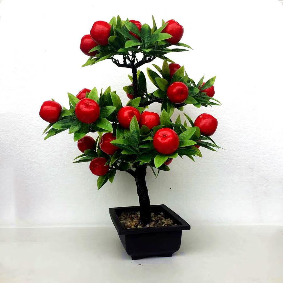 仿真桃子树假花果树桃子塑料苹果树装饰客厅摆件仿真树摇钱树 小苹果