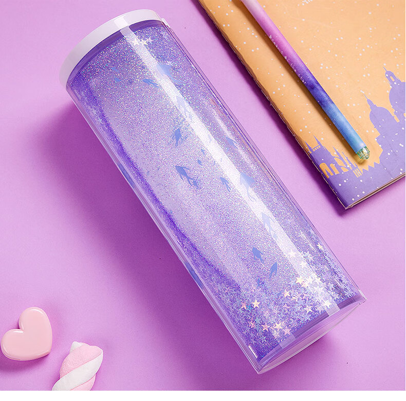 同款流沙网红文具盒多功能大容量笔盒男女孩小学生圆筒圆柱形铅笔盒