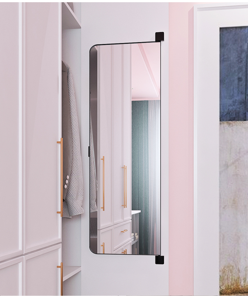 通用平开门衣柜镜子内置推拉折叠可旋转隐藏贴柜门全身穿衣镜内装隐形