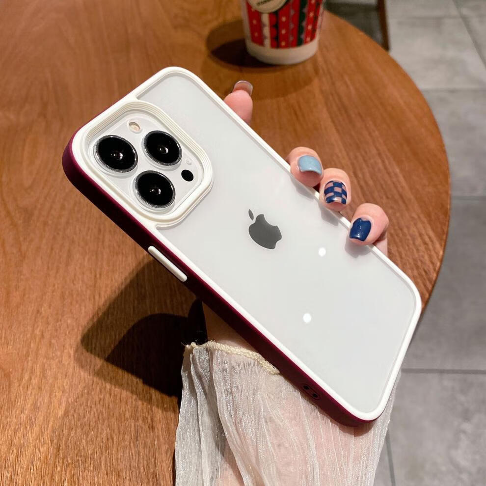 苹果14pro透明优盾手机壳苹果13创意双色拼接x亚克力保护套杰霆 肤色