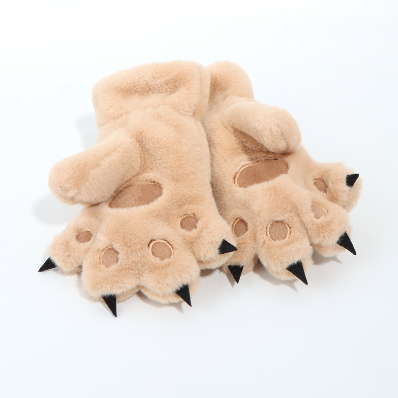 喜圣多新品熊爪手套冬儿童手套男女亲子款可爱毛绒保暖兽爪加厚学生