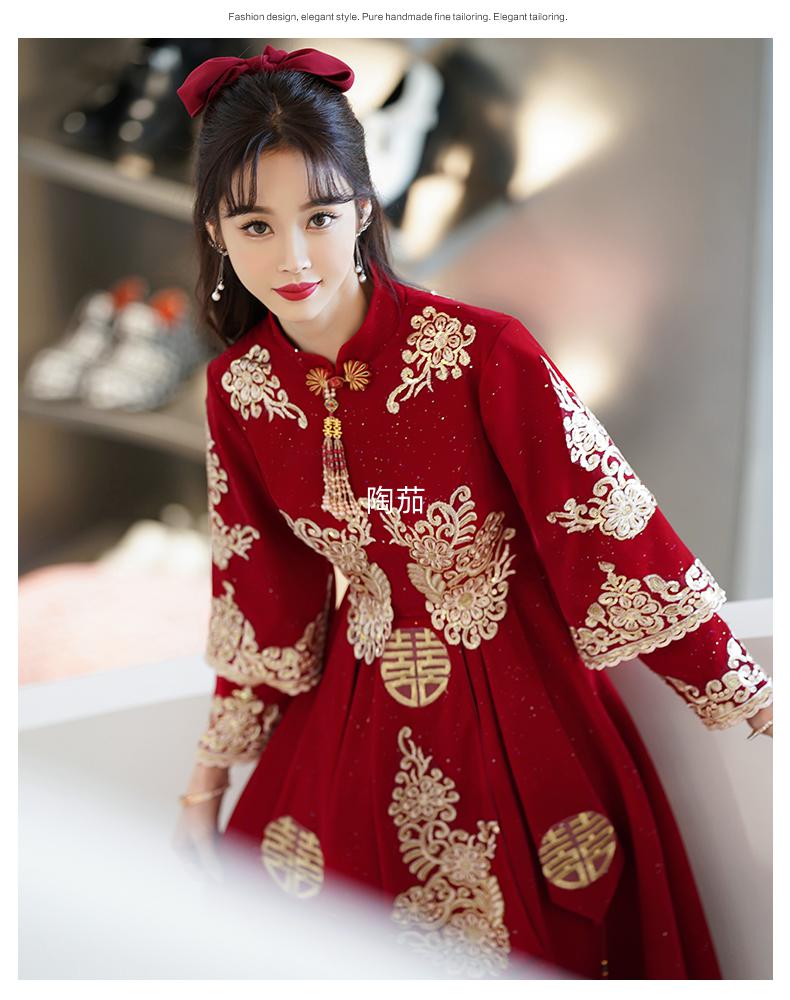 婚纱中式凤袍大码敬酒服女2022新款高腰孕妇新娘结婚答谢喜宴婚服酒