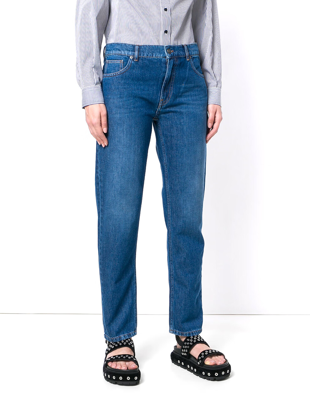 【现货】kenzo 高田贤三 女士棉质水洗直筒男友风牛仔裤 蓝色 l【图片