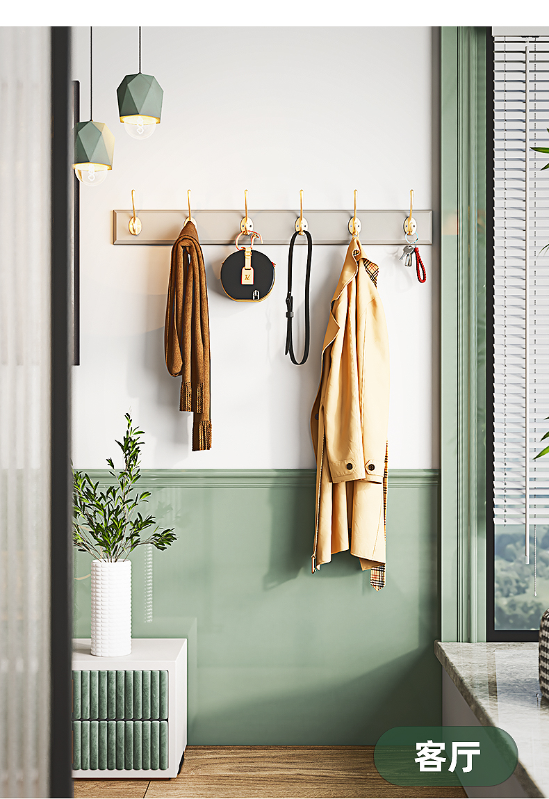新中式壁挂式挂衣架 挂衣架壁挂墙上进门口卧室入户挂衣钩玄关衣帽