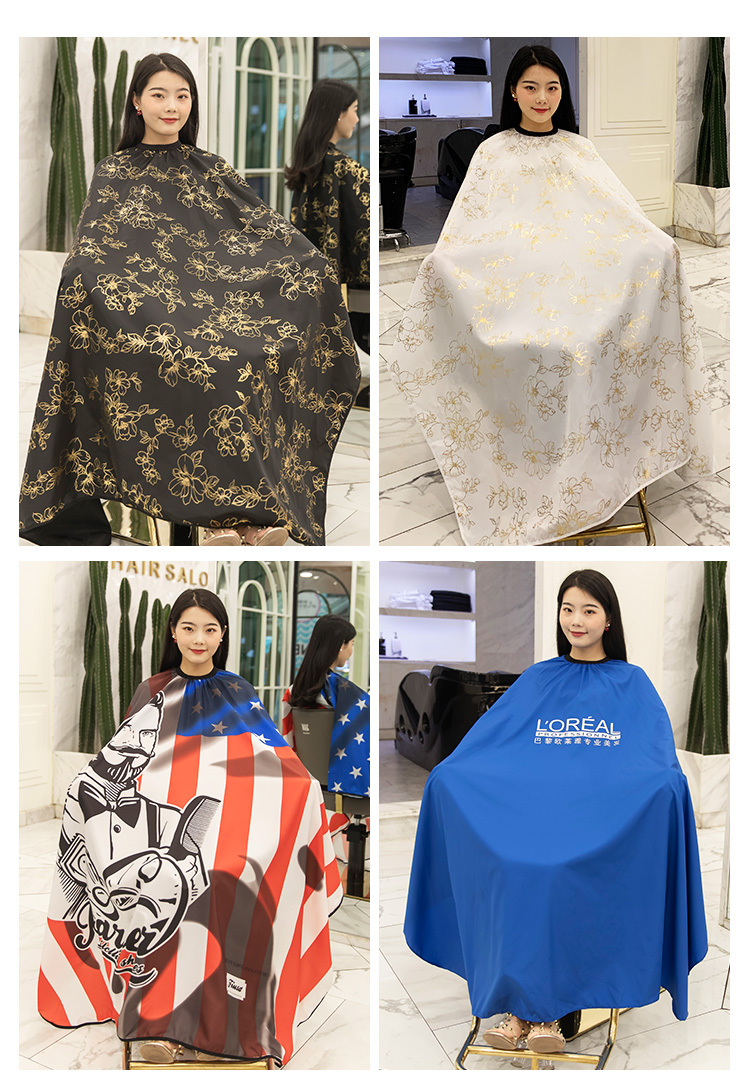 指纹锁防水罩美发围布定制logo抖音款围布理发店潮 剪发围布不沾发