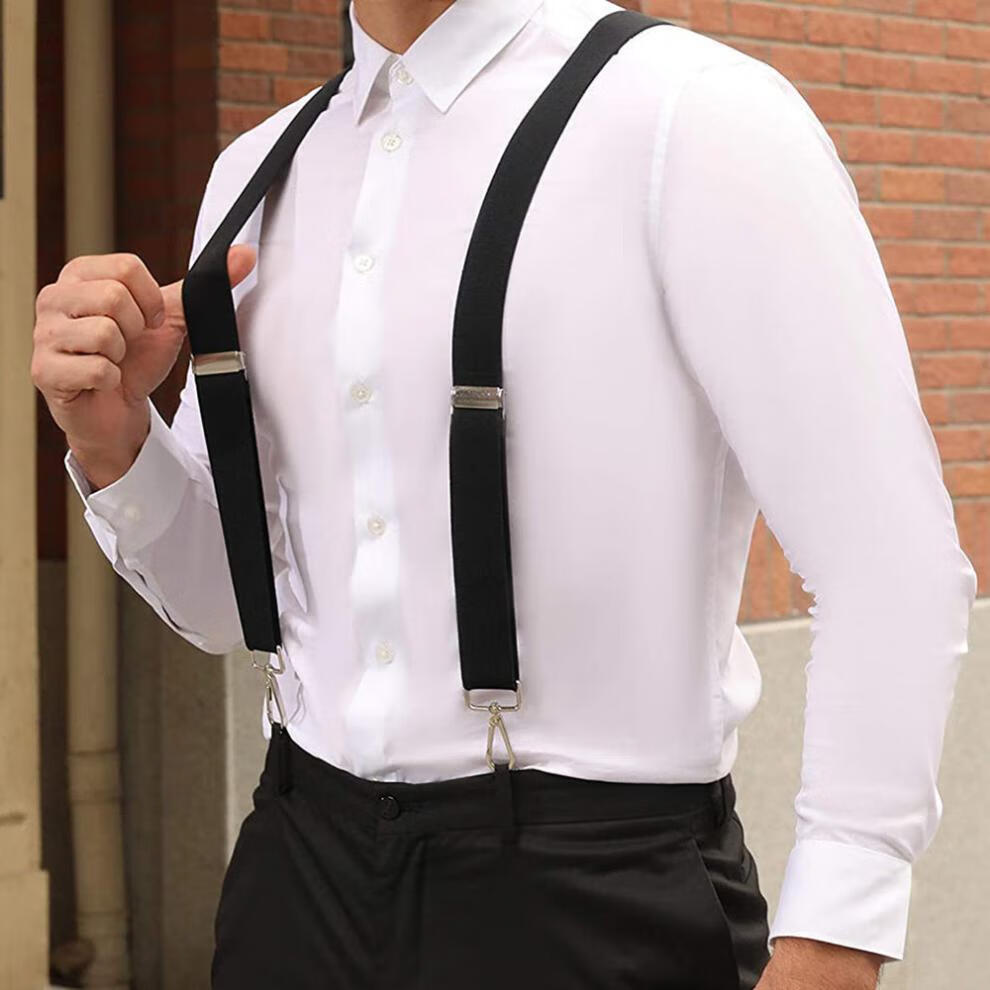 熹卡龙新品背带男男士钩勾扣吊钩挂扣背带夹吊带加长西裤背带成人老人