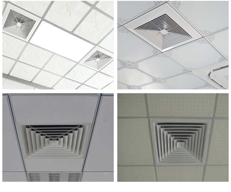 铝天花百叶abs铝合金方形散流器中央空调出风口吊顶检修四面出风百叶