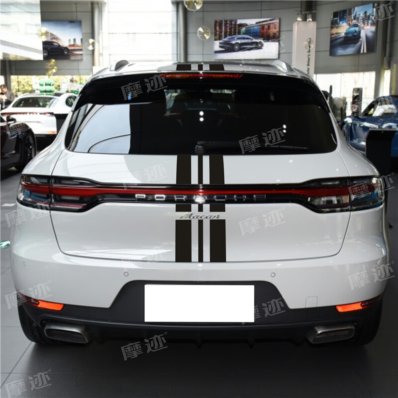 适用于保时捷macan改装个性机盖贴纸拉花彩条引擎盖车贴卡宴装饰 原厂