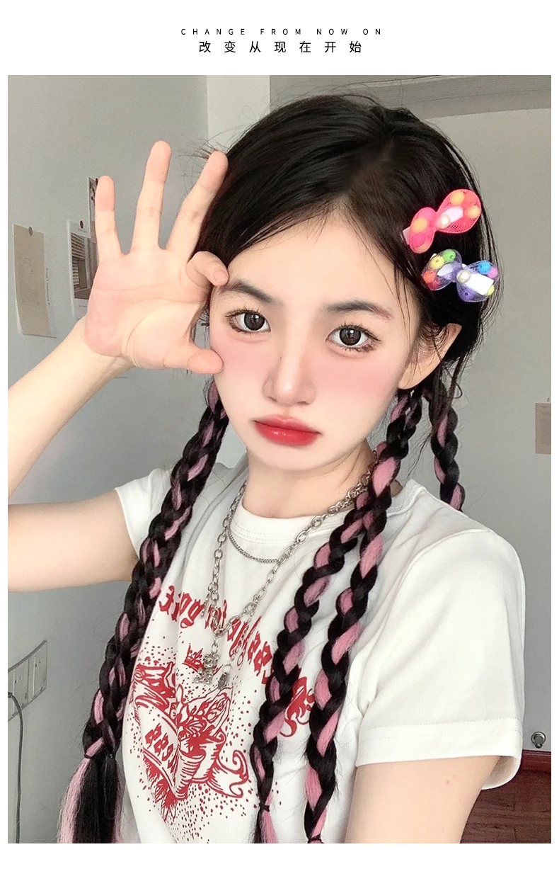 拳击辫假发网红鱼骨麻花辫子绑带式马尾辫子甜酷辣妹女团脏辫自然 三