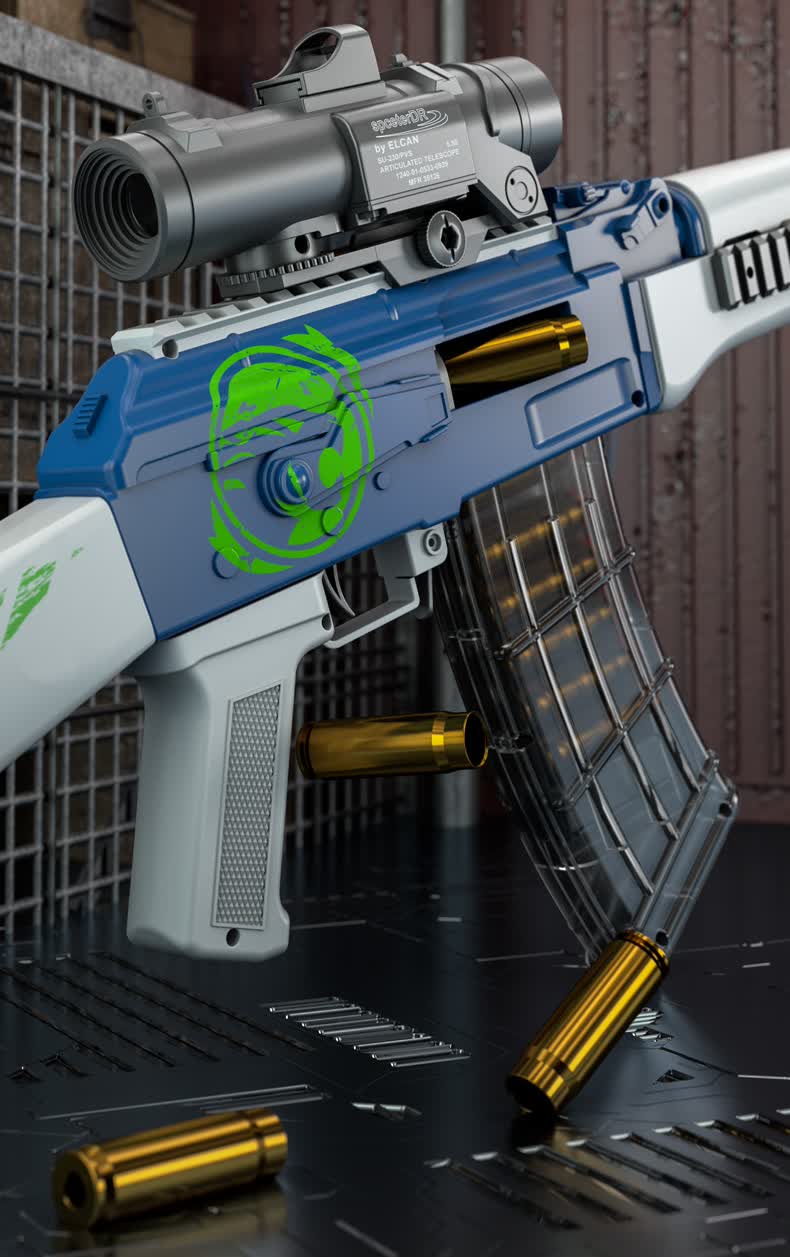 抛壳软弹枪皮肤款ak47户外玩具枪手动抛壳akm拉栓可发射 ak47(蓝白)