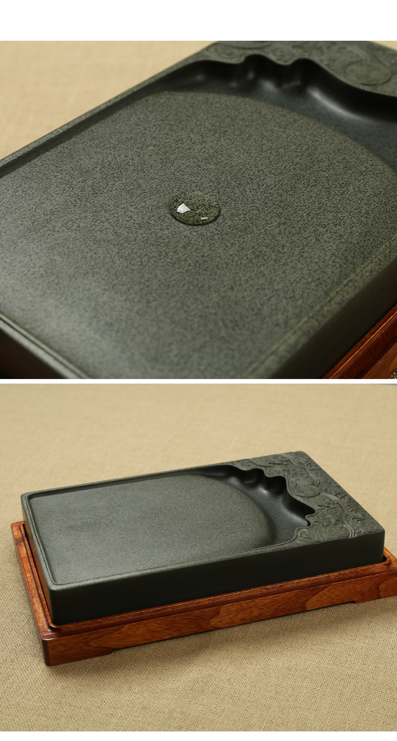 文子堂黄鱼子砚型歙砚研墨砚台安徽纪念品原石料带盖密封江西婺源一带