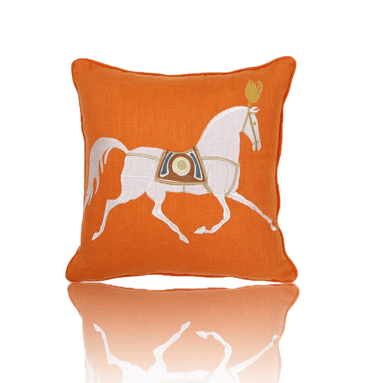 样板间轻奢爱马仕元素橙装饰抱枕靠垫腰枕床头大靠背酒店别墅装饰抱枕