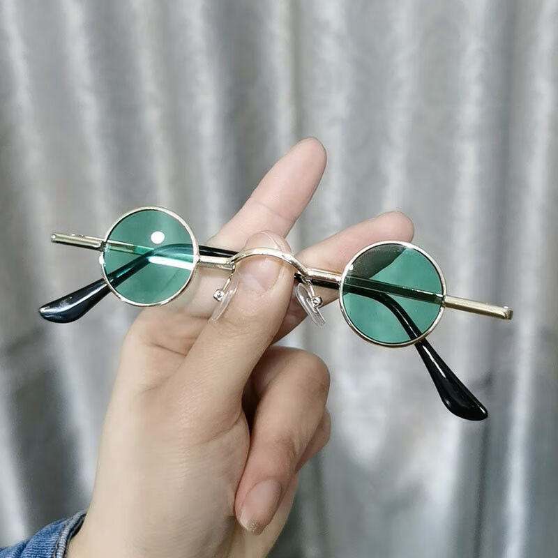 妙格森小圆墨镜金属小框个性太阳镜时尚街拍太子镜网红创意复古迷你