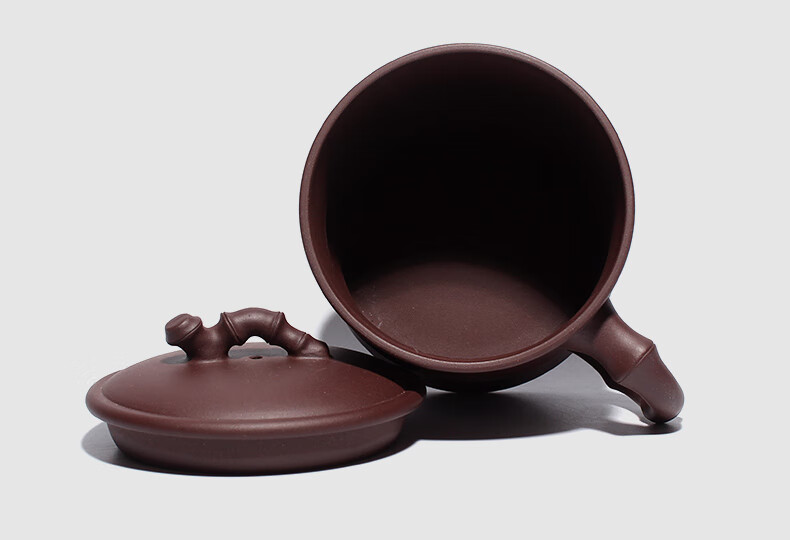 紫砂竹节杯 紫砂杯纯全手工办公带盖泡茶杯子功夫茶具竹节小容量盖杯