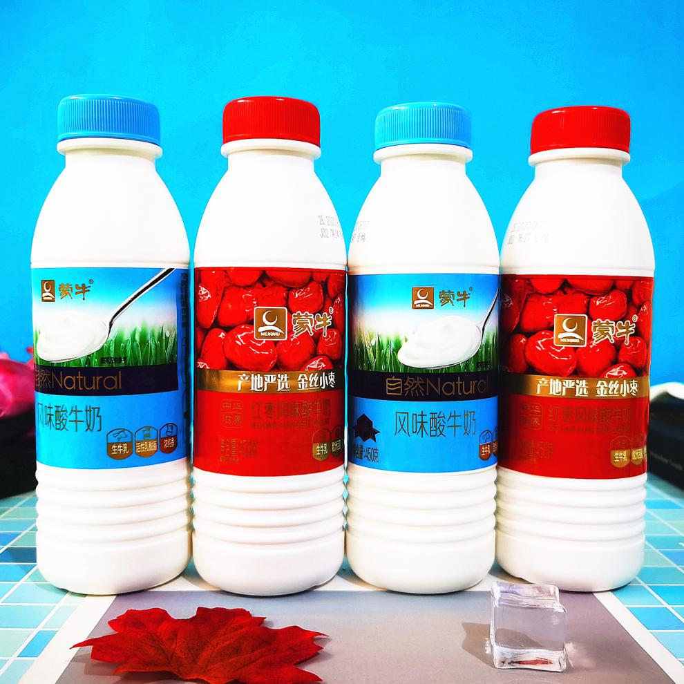 京选美食蒙牛酸奶风味酸奶450g发酵乳原味红枣酸奶生牛乳桶酸瓶装酸奶