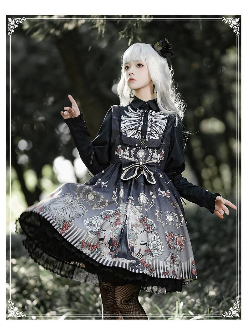 古典樱洛芙 樱洛芙哥特风lolita裙 黑色童话jsk 暗黑系复古双子洛丽塔