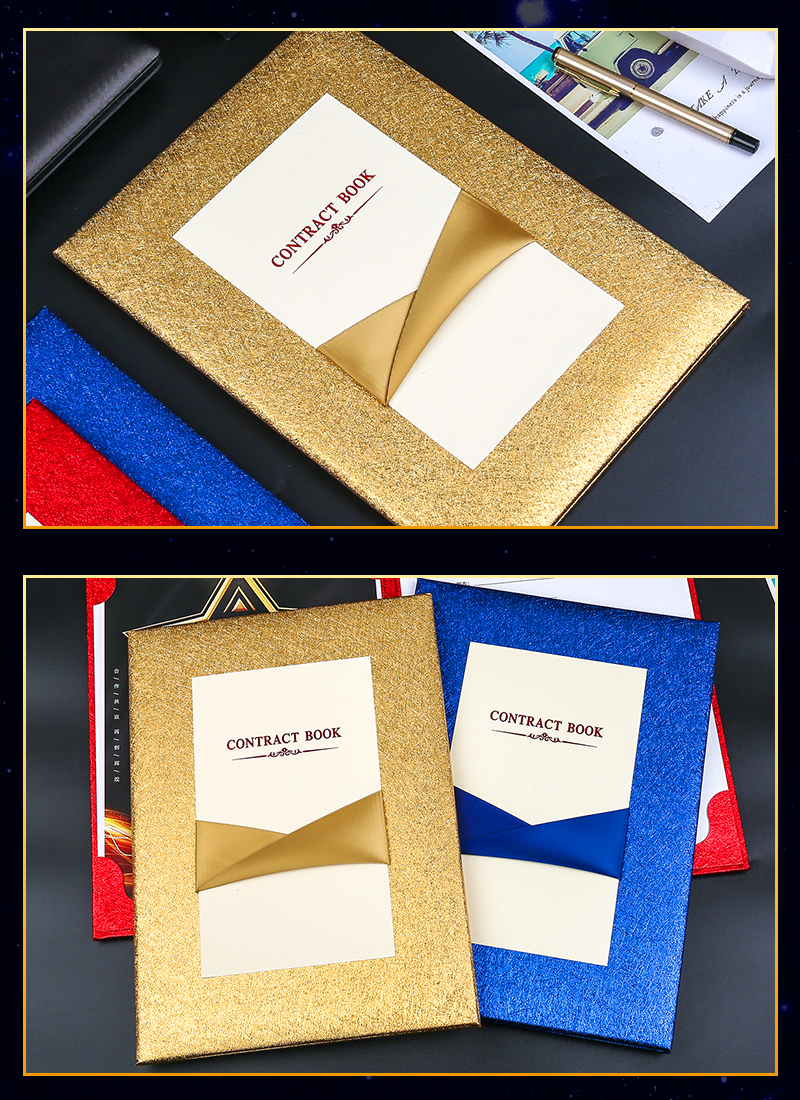 皮革红绒面签约仪式本商务签约册协议a4红色签约簿a3文件夹合约合同