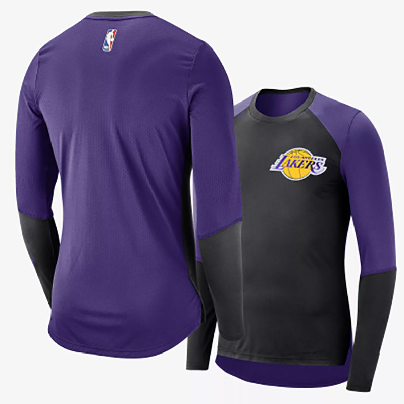 滕讯体育nba专营nba篮球长袖t恤训练服运动勇士公牛速干投篮服上衣黑