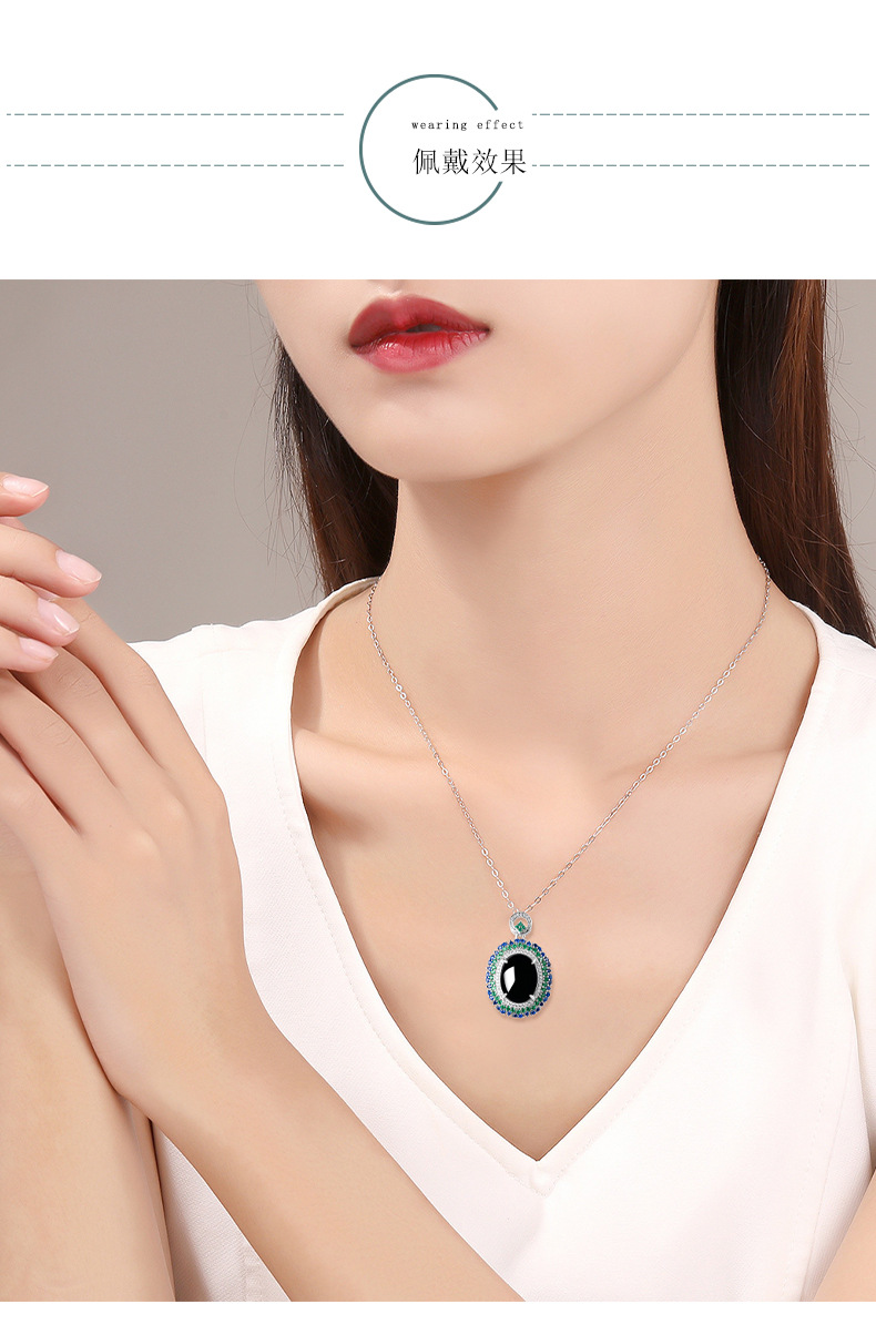 s925银镶 墨翠蛋面吊坠 ys23-7【图片 价格 品牌 报价