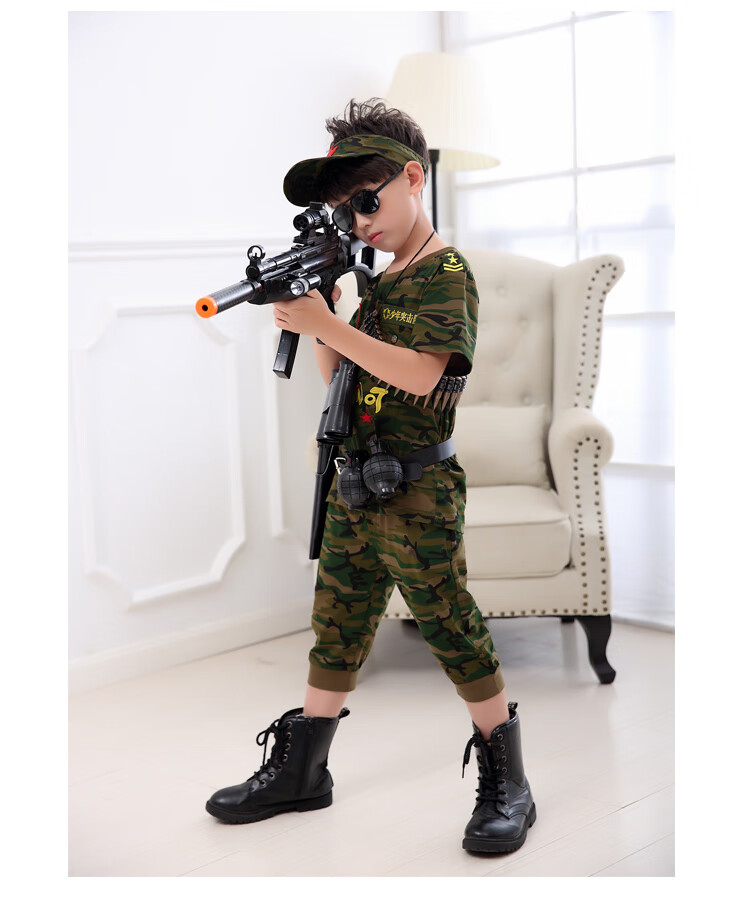 儿童迷彩服男童夏令营套装短袖夏装新款男孩军训服纯棉军迷特战服装