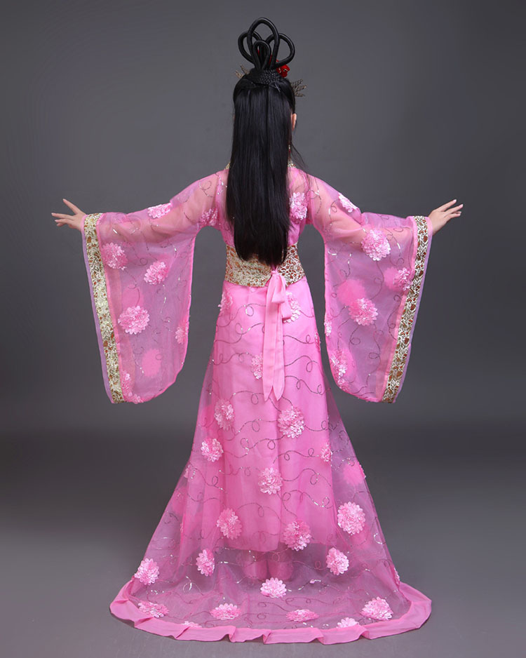 儿童古装唐朝宫廷公主贵妃服装儿童汉服拖尾衣服大童仙女装皇后拖地裙