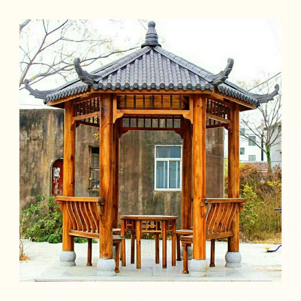 卡庭森(katingsen) 加厚新中式凉亭户外庭院实木防腐木院子亭子四角