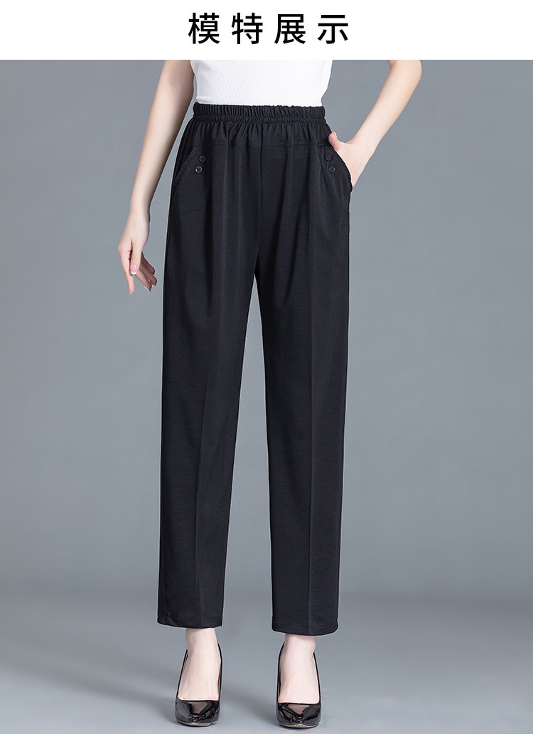 中老年人女士夏天冰丝裤子直筒裤妈妈夏季溥簿薄款女裤宽松直筒中国风