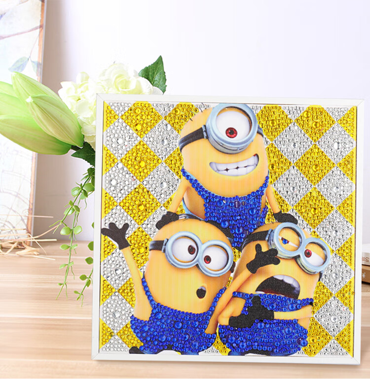 儿童钻石画满钻带框女孩男孩点钻粘贴画小学生水晶画卡通玩具独角兽带