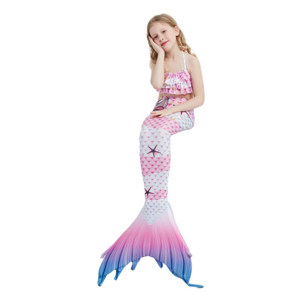 南极人美人鱼泳衣分体女童人鱼尾巴服装公主裙游泳衣裤套装儿童温泉